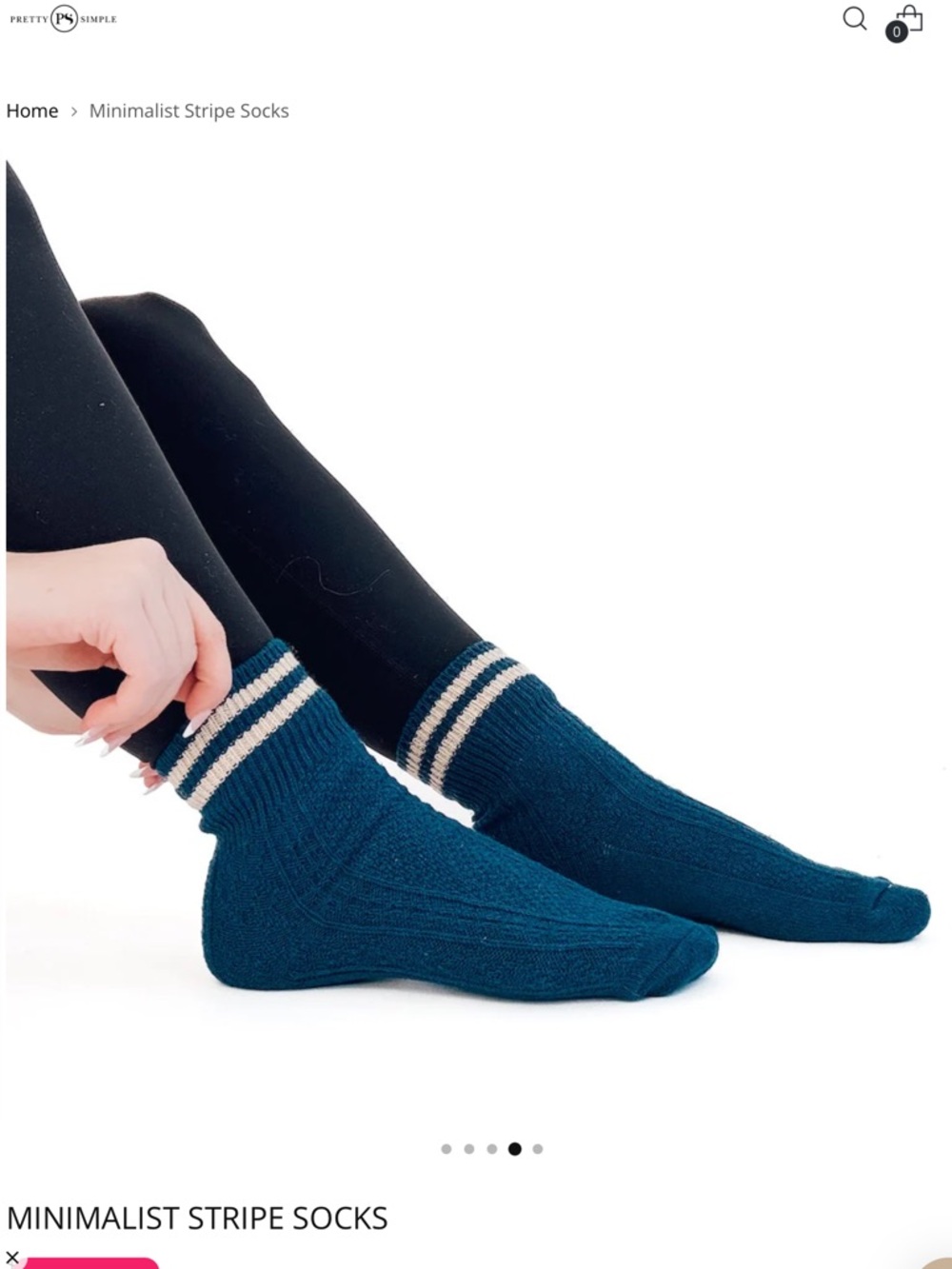 NWT 2 Pairs of Pretty Simple MINIMALIST STRIPE SOCKS Navy and Cream
